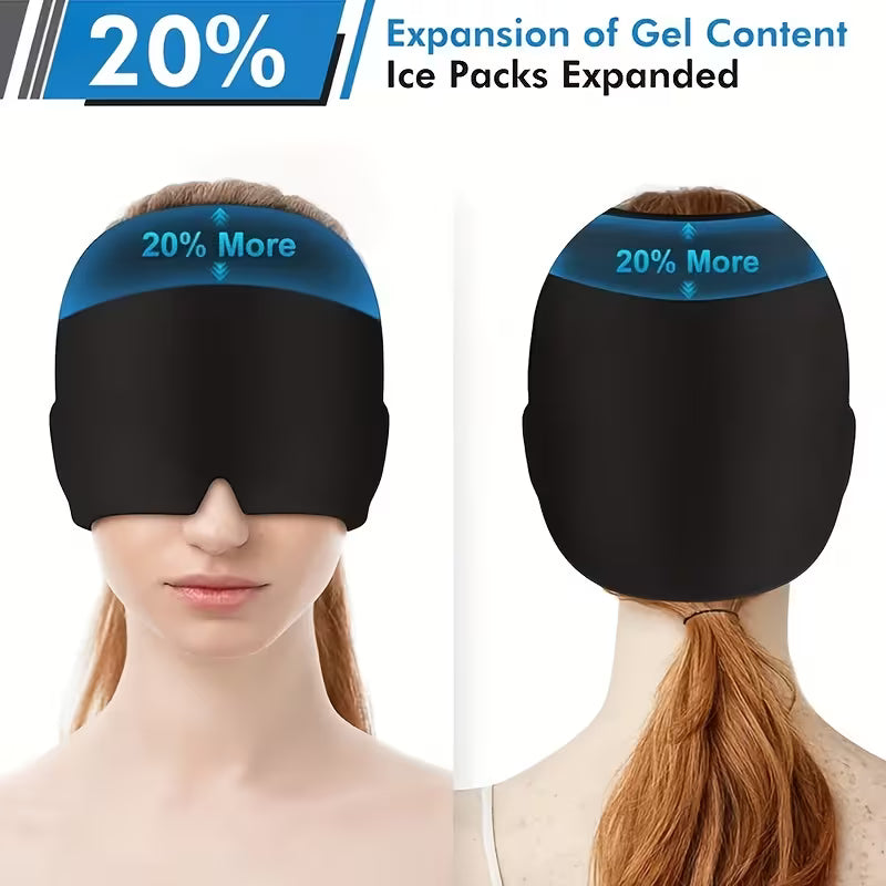 Migraine relief cap front and back view