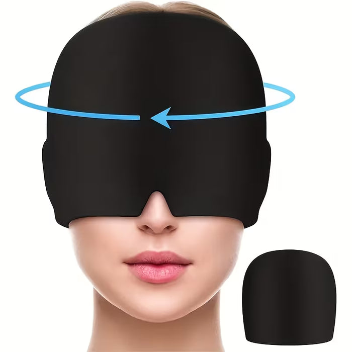Migraine cap worn over the eyes